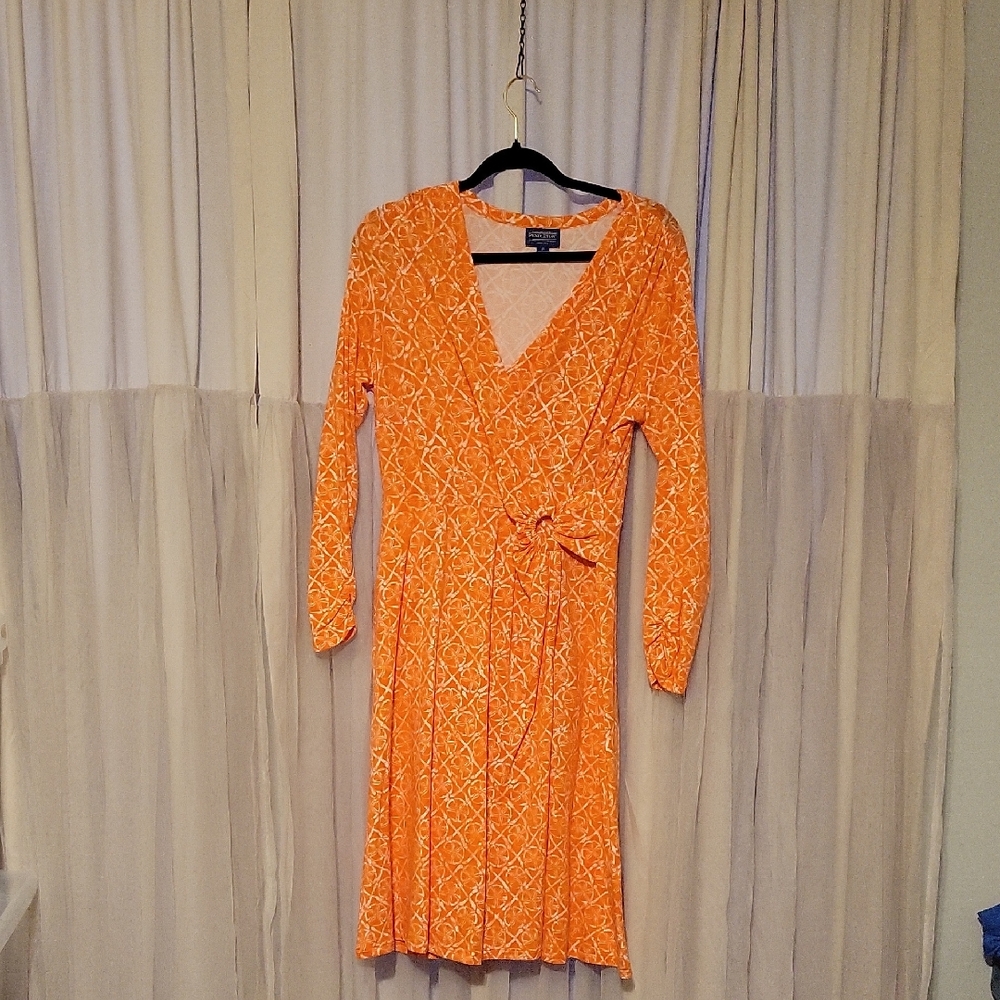 Pendleton Orange Patterned Long Sleeve Dress - image 1